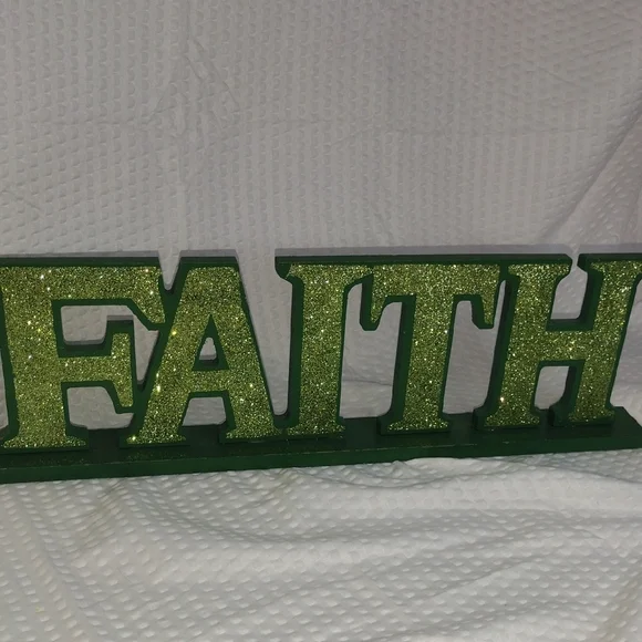 Green Glitter 'FAITH' Decorative Sign - Picture 4 of 5